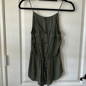 Haute Hippie Army Olive Green Sleeveless Utility Shirt Top Snap Front Sz Medium